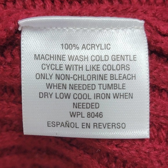 Style & Co Turtleneck Sweater Textured Red Fair Isle XL Pullover Jumper 549 - Picture 9 of 11